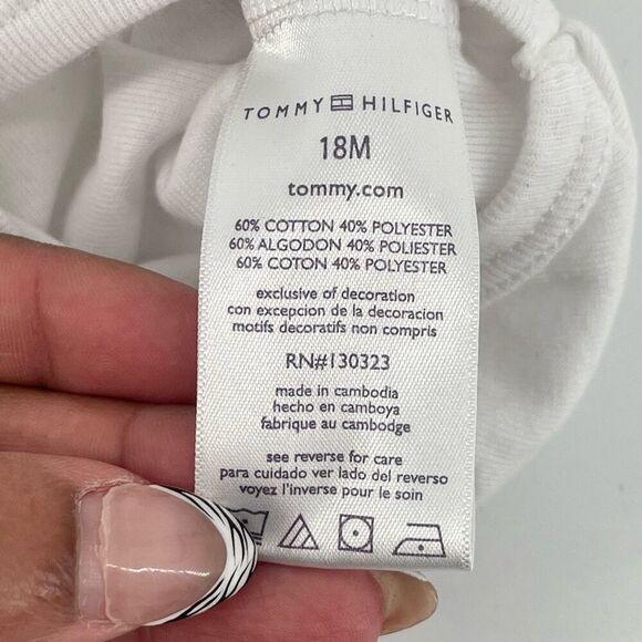 Tommy Hilfiger Baby Girl’s Bright White Graphic Short Sleeve Bodysuit 18M - Picture 7 of 9